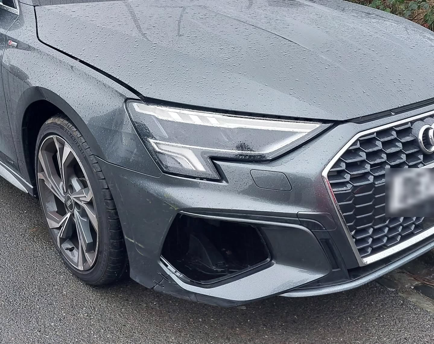 Grey Audi A3 front end